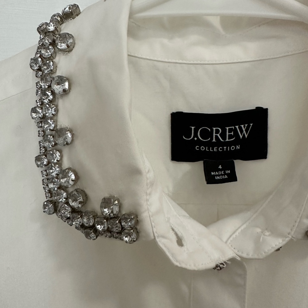 J. Crew White Shirt with Embellished Collar - Picture 4 of 4